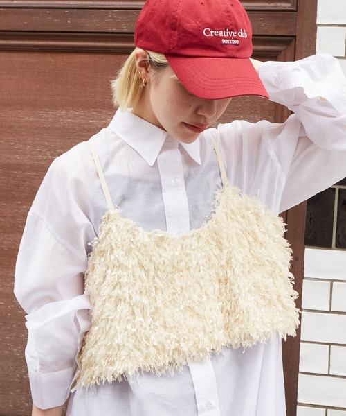 w closet(ダブルクローゼット)の「フェザービスチェ(その他トップス・レディース・ベージュ/コーラルピンク/ブラック/グレー/オフホワイト・FREE)」の4枚目の写真