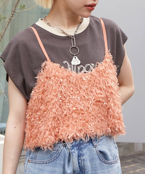 w closet(ダブルクローゼット)の「フェザービスチェ(その他トップス・レディース・ベージュ/コーラルピンク/ブラック/グレー/オフホワイト・FREE)」の5枚目の写真