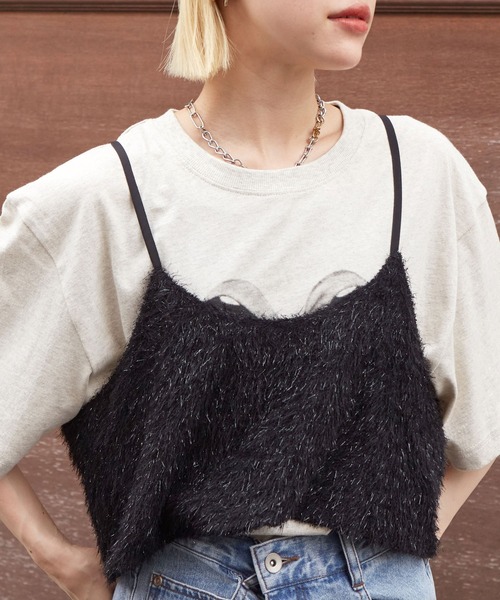 w closet(ダブルクローゼット)の「フェザービスチェ(その他トップス・レディース・ベージュ/コーラルピンク/ブラック/グレー/オフホワイト・FREE)」の3枚目の写真