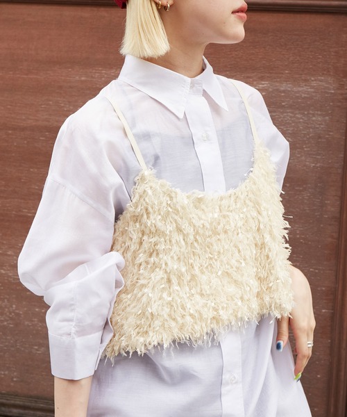 w closet(ダブルクローゼット)の「フェザービスチェ(その他トップス・レディース・ベージュ/コーラルピンク/ブラック/グレー/オフホワイト・FREE)」の9枚目の写真