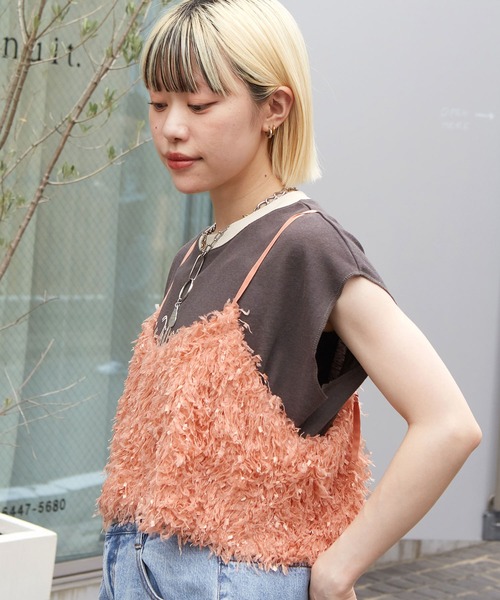 w closet(ダブルクローゼット)の「フェザービスチェ(その他トップス・レディース・ベージュ/コーラルピンク/ブラック/グレー/オフホワイト・FREE)」の18枚目の写真
