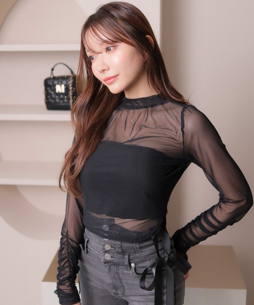 LIPSERVICE（リップサービス）の「ベアSETサイドリボンチュールトップス（Tシャツ/カットソー・レディース・ブラウン/ブラック/その他1・FREE）」の2枚目の写真