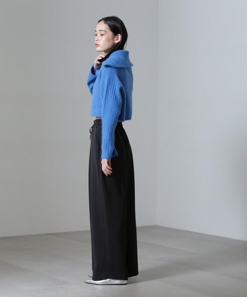 NANO universe（ナノユニバース）の「ドロストギャザーパンツ(セットアップ可)（スラックス・レディース・ベージュ/ブラック・S/M）」の6枚目の写真