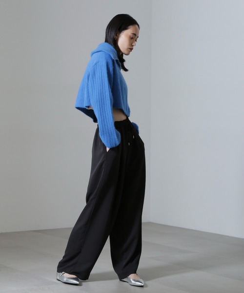 NANO universe（ナノユニバース）の「ドロストギャザーパンツ(セットアップ可)（スラックス・レディース・ベージュ/ブラック・S/M）」の9枚目の写真