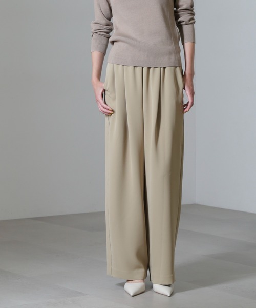 NANO universe（ナノユニバース）の「ドロストギャザーパンツ(セットアップ可)（スラックス・レディース・ベージュ/ブラック・S/M）」の10枚目の写真