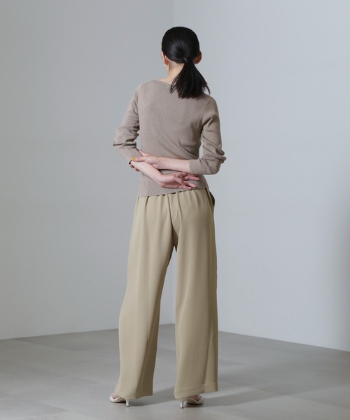 NANO universe（ナノユニバース）の「ドロストギャザーパンツ(セットアップ可)（スラックス・レディース・ベージュ/ブラック・S/M）」の14枚目の写真