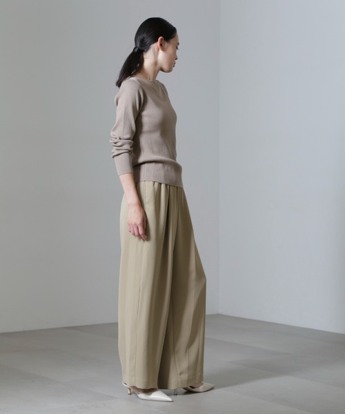 NANO universe（ナノユニバース）の「ドロストギャザーパンツ(セットアップ可)（スラックス・レディース・ベージュ/ブラック・S/M）」の13枚目の写真