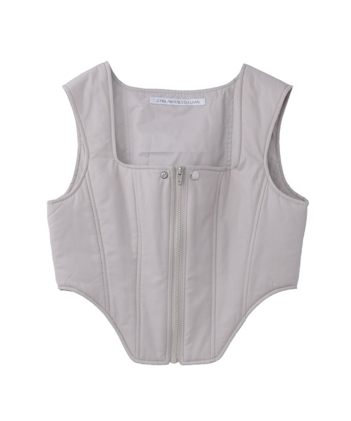 JOHN LAWRENCE SULLIVAN（ジョンローレンスサリバン）の「TAFFETAS BUSTIER TOP（Tシャツ/カットソー・レディース・ブラック/ベージュ・X-SMALL/SMALL）」の2枚目の写真