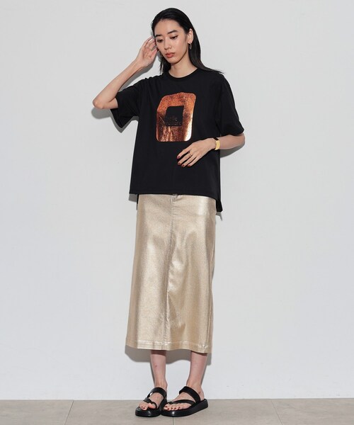 GALLEST（ギャレスト）の「シャイン箔プリントTシャツ（Tシャツ/カットソー・レディース・ホワイト/ライトグレー/ブラック・38）」の11枚目の写真