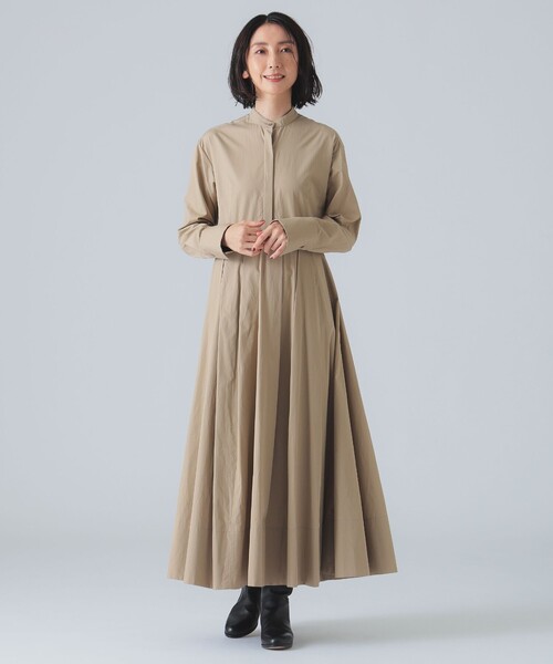 EFFE BEAMS ロングワンピース　シャツワンピース EFFE BEAMS（エッフェビームス）の「バンドカラー シャツ
