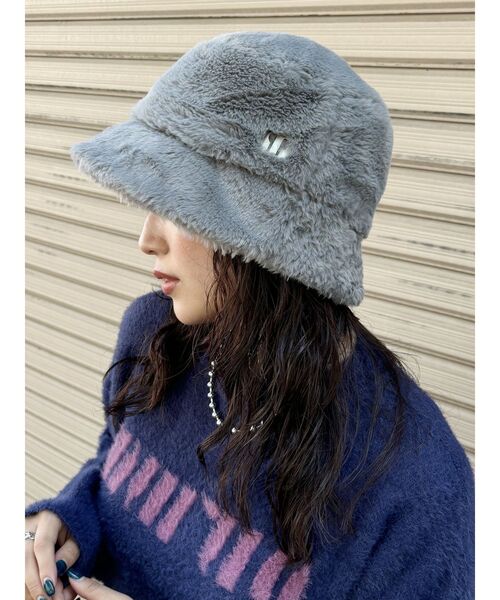 MURUA（ムルーア）の「フェイクファーバケットハット（ハット・レディース・ブラック/グレー/ホワイト/モカ・FREE）」の5枚目の写真