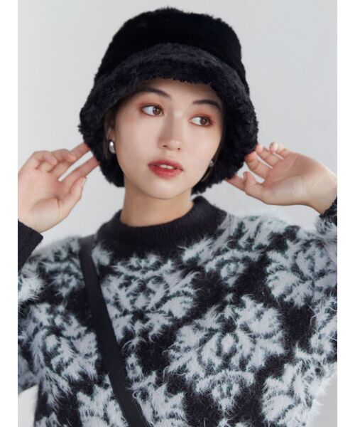 MURUA（ムルーア）の「フェイクファーバケットハット（ハット・レディース・ブラック/グレー/ホワイト/モカ・FREE）」の6枚目の写真