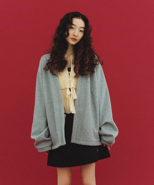 ADAM ET ROPE'（アダムエロペ）の「【WEB限定】ルーズシルエット 裏起毛 トッパー カーディガン / ユニセックス（カーディガン/ボレロ・メンズ・ブラック系その他/グレー/ダークブラウン・L/M）」の14枚目の写真