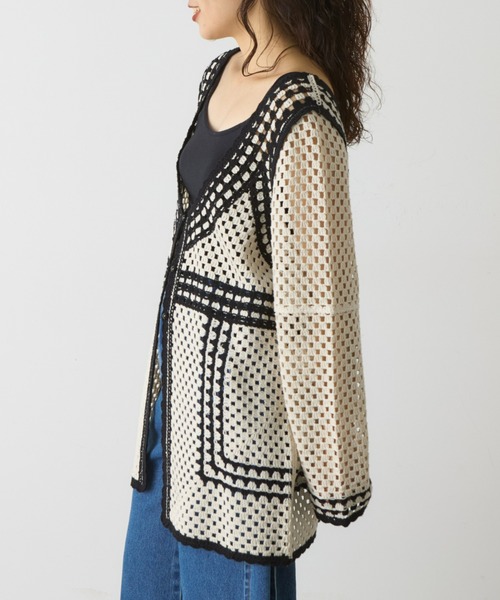 WILLOW(ウィロー)の「クロシェ編みカーディガン(ニット/セーター・レディース・ブラック/カーキ・ONE SIZE)」の22枚目の写真