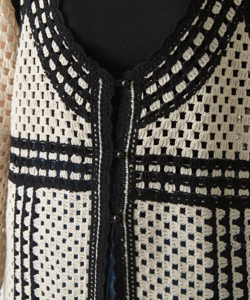 WILLOW(ウィロー)の「クロシェ編みカーディガン(ニット/セーター・レディース・ブラック/カーキ・ONE SIZE)」の12枚目の写真