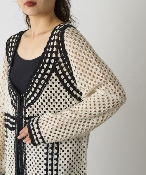 WILLOW(ウィロー)の「クロシェ編みカーディガン(ニット/セーター・レディース・ブラック/カーキ・ONE SIZE)」の10枚目の写真