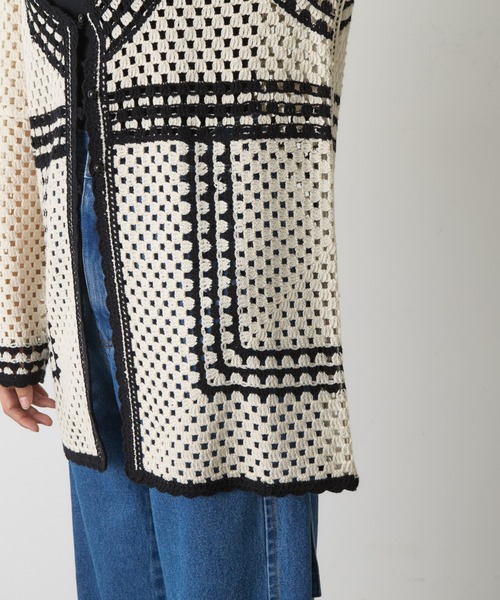 WILLOW(ウィロー)の「クロシェ編みカーディガン(ニット/セーター・レディース・ブラック/カーキ・ONE SIZE)」の13枚目の写真