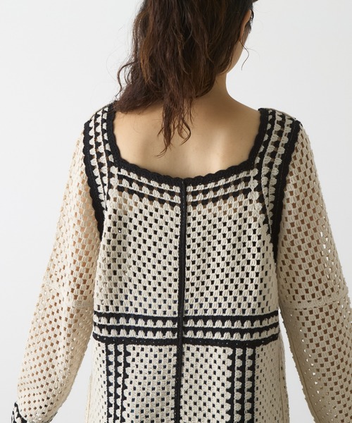 WILLOW(ウィロー)の「クロシェ編みカーディガン(ニット/セーター・レディース・ブラック/カーキ・ONE SIZE)」の11枚目の写真