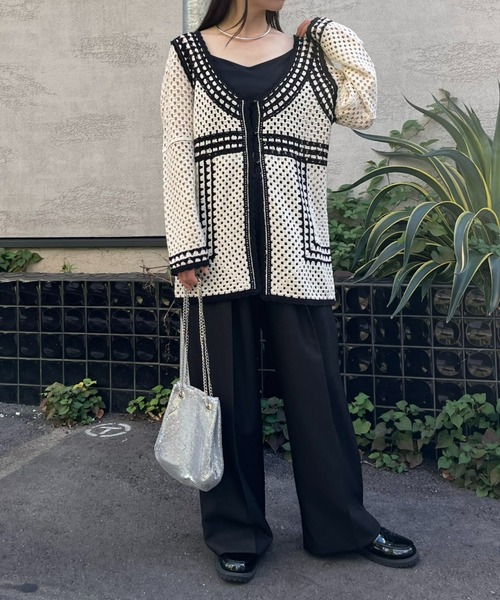 WILLOW(ウィロー)の「クロシェ編みカーディガン(ニット/セーター・レディース・ブラック/カーキ・ONE SIZE)」の19枚目の写真