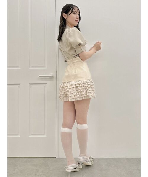 dazzlin（ダズリン）の「スーパーミニチラフリルスカパン（その他パンツ・レディース・アイボリー/ブラック・SMALL/MEDIUM）」の14枚目の写真