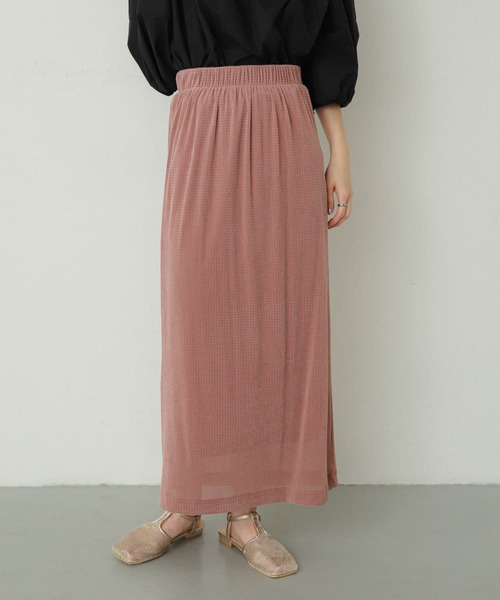 SENSE OF PLACE by URBAN RESEARCH（センスオブプレイスバイアーバンリサーチ）の「シアーラメベロアスカート（スカート・レディース・オフホワイト/ブラック/ピンク・ONE）」の3枚目の写真