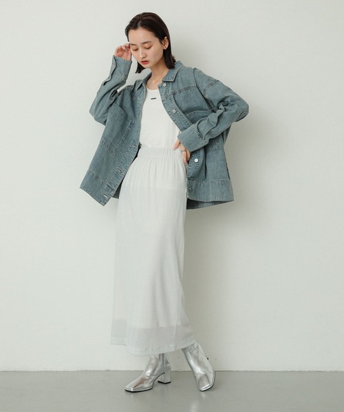 SENSE OF PLACE by URBAN RESEARCH（センスオブプレイスバイアーバンリサーチ）の「シアーラメベロアスカート（スカート・レディース・オフホワイト/ブラック/ピンク・ONE）」の4枚目の写真