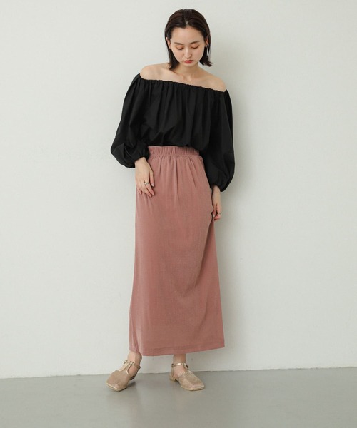 SENSE OF PLACE by URBAN RESEARCH（センスオブプレイスバイアーバンリサーチ）の「シアーラメベロアスカート（スカート・レディース・オフホワイト/ブラック/ピンク・ONE）」の12枚目の写真