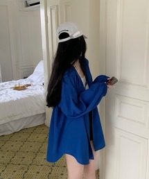 ビッグシルエット リブフーディー