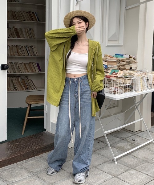 SHEPP(シープ)の「ビッグシルエット リブフーディー(パーカー・レディース・ブルー/グリーン/ホワイト・L/M)」の2枚目の写真