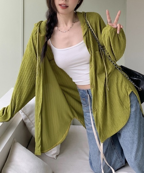 SHEPP(シープ)の「ビッグシルエット リブフーディー(パーカー・レディース・ブルー/グリーン/ホワイト・L/M)」の19枚目の写真