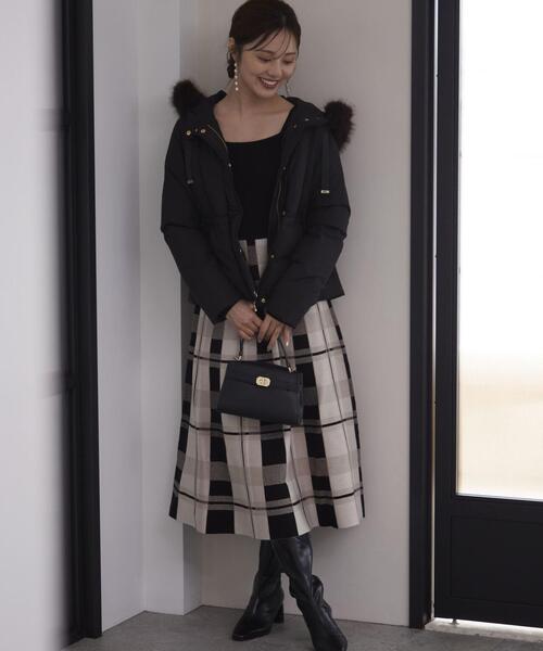 PROPORTION BODY DRESSING（プロポーションボディドレッシング）の「チェックドッキングニットワンピース / 1214240924（ワンピース・レディース・ブラック/ボルドー・SMALL/MEDIUM）」の10枚目の写真