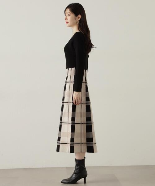 PROPORTION BODY DRESSING（プロポーションボディドレッシング）の「チェックドッキングニットワンピース / 1214240924（ワンピース・レディース・ブラック/ボルドー・SMALL/MEDIUM）」の15枚目の写真