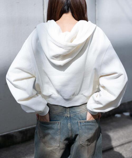 WEGO(ウィゴー)の「WEGO/裏起毛Wジップショートパーカー(パーカー・レディース・アイボリー/ブラック/杢グレー/ブラック系その他/ホワイト系その他・FREE)」の8枚目の写真