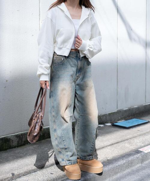 WEGO(ウィゴー)の「WEGO/裏起毛Wジップショートパーカー(パーカー・レディース・アイボリー/ブラック/杢グレー/ブラック系その他/ホワイト系その他・FREE)」の9枚目の写真