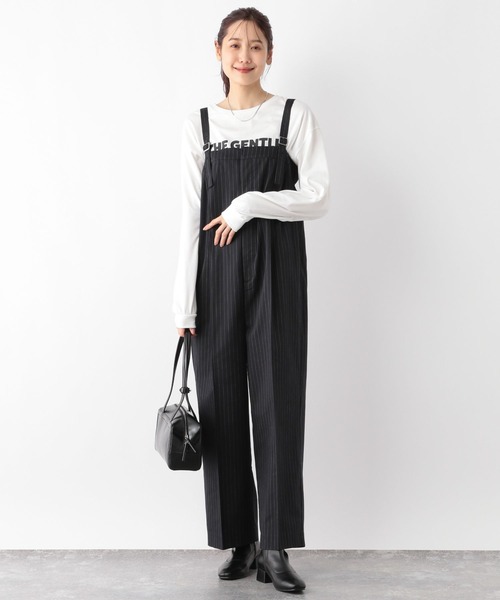 GLOBAL WORK（グローバルワーク）の「お手入れらくらくベアトップサロペット/142310（サロペット/オーバーオール・レディース・ブラック/グレー/ストライプ・MEDIUM/LARGE）」の21枚目の写真