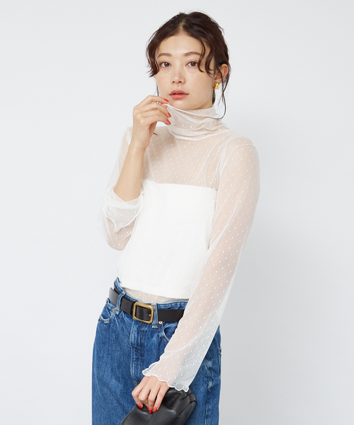 Rouge vif Anna（ルージュヴィフアンナ）の「ドットチュールシアータートル（Tシャツ/カットソー・レディース・ホワイト/ブラック・フリー）」の10枚目の写真