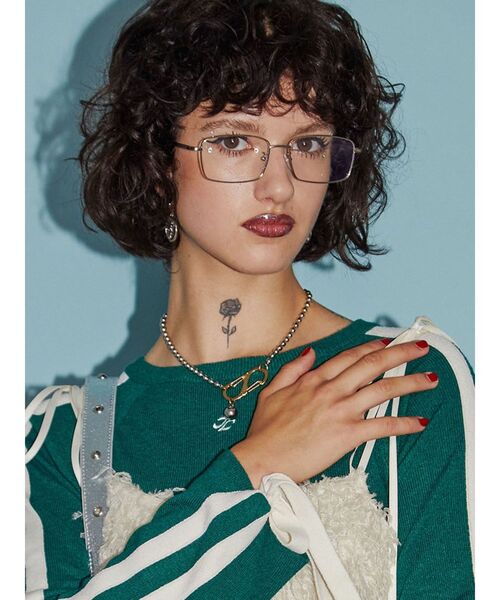 jouetie（ジュエティ）の「メタルフレームスリムスクエアグラス（メガネ・レディース・シルバー/ゴールド・FREE）」の5枚目の写真