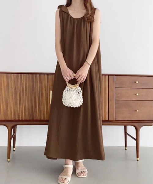 Dewlily（デューリリー）の「ノースリーブリボンワンピース（ワンピース・レディース・ブラウン/ホワイト/ブラック・FREE）」の7枚目の写真