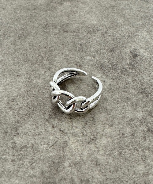 錨＆チェーンモチーフ ブロンズリング Tiny Motif】K10ダイヤモンドクロスチェーンリング（0.02ct