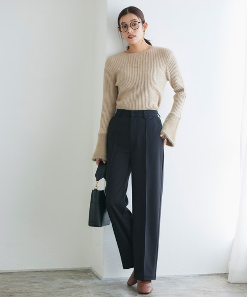 Pierrot(ピエロ)の「カシミヤタッチセミルーズストレートパンツ(その他パンツ・レディース・チェック/ブラック/グレイッシュベージュ・PM/PL/M/L)」の21枚目の写真