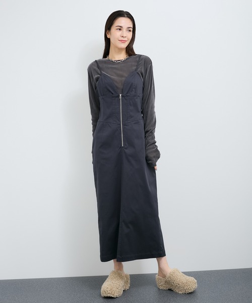 le cercle ADAM ET ROPE'(ルセルクルアダムエロペ)の「シアーベロアトップス(Tシャツ/カットソー・レディース・ホワイト/チャコールグレー/マスタード/ライム・FREE)」の9枚目の写真
