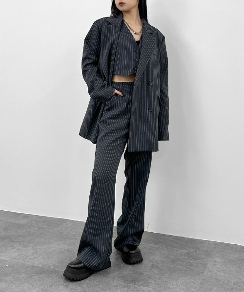 スーツ pin stripe designbaggy flare slacks 予約商品] PIN-STRIPE WOOL FLARE TROUSERS [2025A/W] – LITHIUM