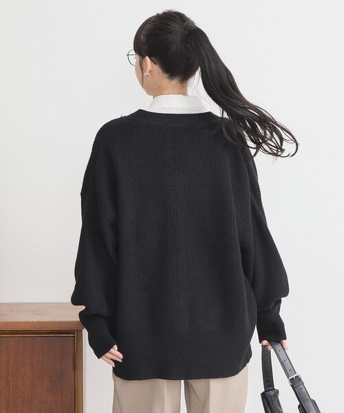 earth music&ecology(アースミュージックアンドエコロジー)の「アンチピリングVネックカーディガン(カーディガン/ボレロ・レディース・ブルー/ブラック/ラベンダー/杢グレー/レモンイエロー・FREE)」の12枚目の写真