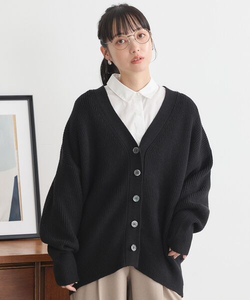 earth music&ecology(アースミュージックアンドエコロジー)の「アンチピリングVネックカーディガン(カーディガン/ボレロ・レディース・ブルー/ブラック/ラベンダー/杢グレー/レモンイエロー・FREE)」の13枚目の写真