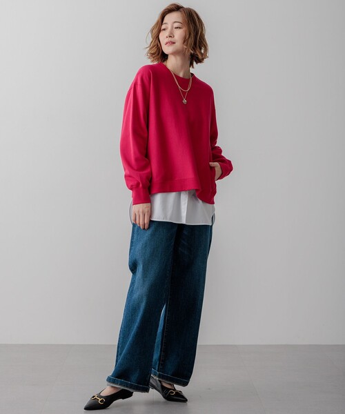 23区 L(ニジュウサンクオオキイサイズ)の「【GLOW10月号掲載/洗える】ナチュラルコットンベアコンビ カットソー(Tシャツ/カットソー・レディース・ホワイト系・44/46/48)」の13枚目の写真
