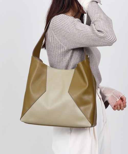 Bermosa（ベルモサ）の「3層式 バイカラートートバッグ（トートバッグ・レディース・ブラック/カーキ/ベージュ/ピンク・FREE）」の3枚目の写真