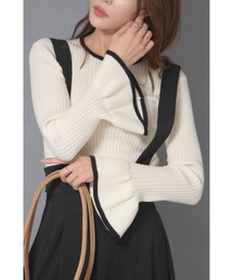 【ZOZO限定】袖フリル配色ニットプルオーバー