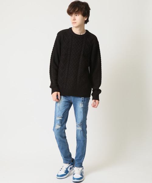 ARCADE（アーケード）の「選べる クルーネック＆タートルネック ケーブル編みニット セーター Bling Leads（ニット/セーター・メンズ・ブルー系その他2/アイボリー系2/ライトグレー系1/ブラック系2/ブラック系その他2/グリーン系1/ブルー系1/グレー系その他2/アイボリー系1/ライトグレー系2/ブラック系1・M/XL/L）」の13枚目の写真