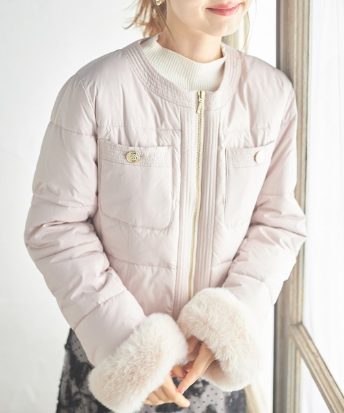 tocco closet 2WAY袖口ファー付きマイクロファイバージャケット