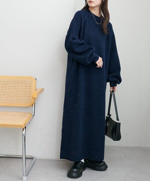 セール】【6色展開!/WEB限定】ラグランハイネックニットワンピース